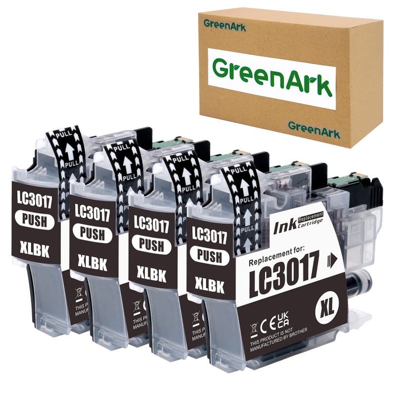 GREENARK Compatible Ink Cartridge Replacement for Brother LC3017BK High Yield Black Work for Brother MFC-J6930DW MFC-J5330DW MFC-J6530DW MFC-J6730DW Printers, 4 Pack LC3017XL Black Ink Cartridges - Image 1